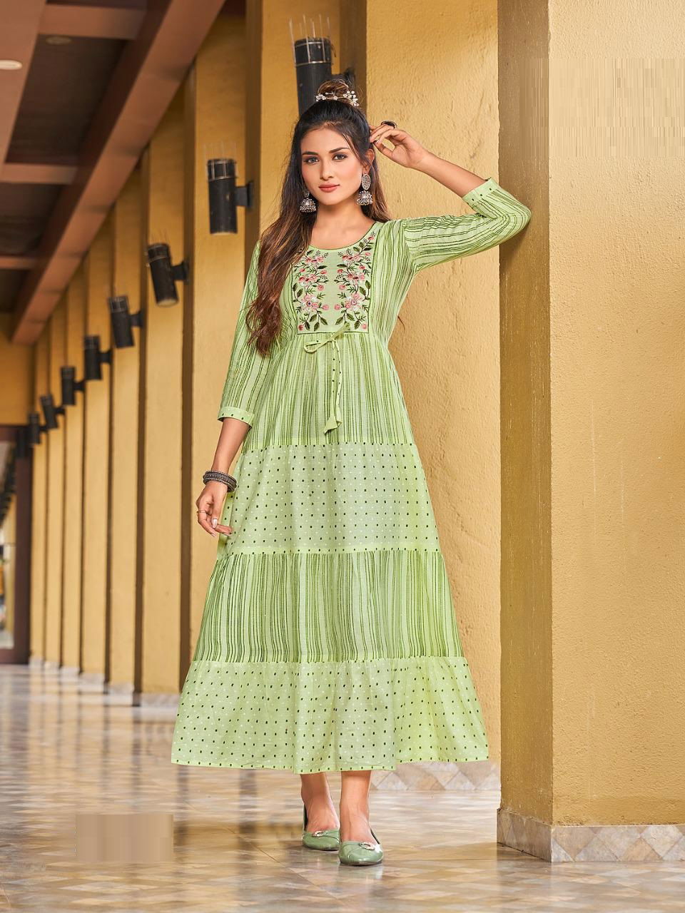 Blue Hills Sizzling Fancy Party Wear Cotton Printed Long Anarkali Kurti Collection